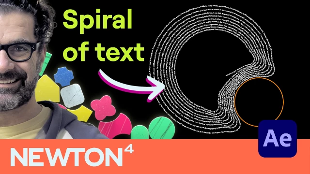 Create a dynamic, deforming spiral of text using Newton and ConnectLayersPRO